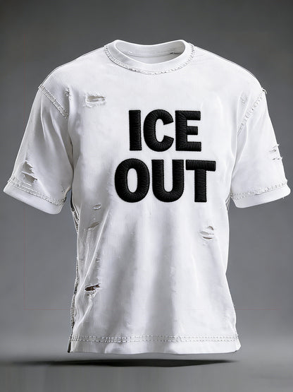 Cardydony Men's Ice Out Stand With Minnesota Print Distressed T-shirt