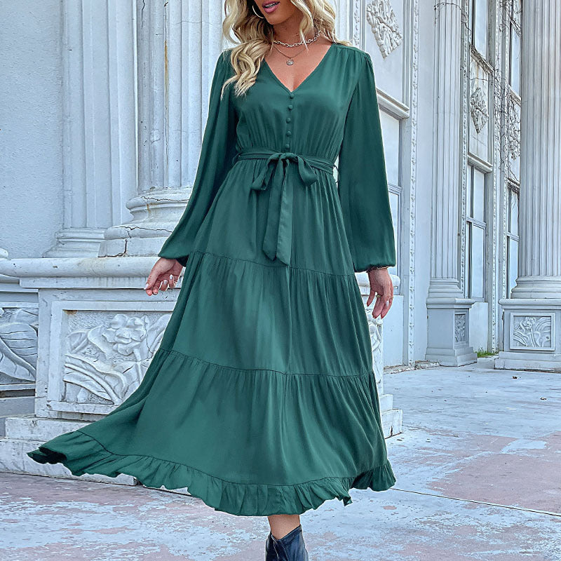 Cardydony Women's Tiered Ruffle Maxi Dress with Waist Tie - Effortless Elegance