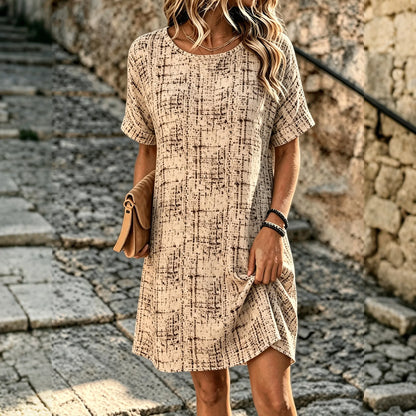 Cardydony Women's Geometric Striped Art Pattern Casual Dress