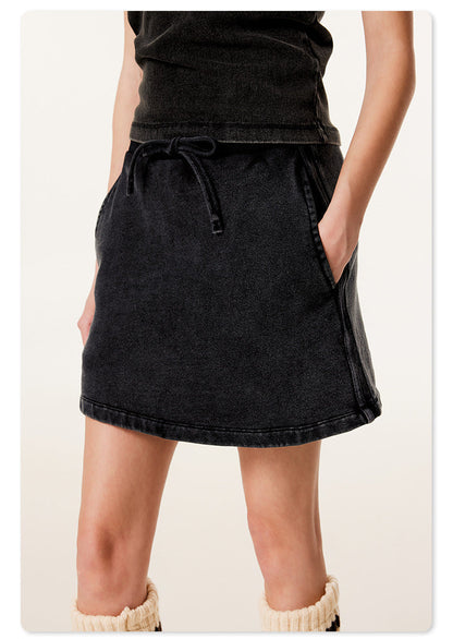 Cardydony Women's High-Waist Cotton Mini Skirt | Vintage Wash Collection