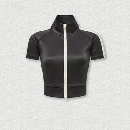 Cardydony Women's Zip-Up Crop Top | Y2K Athletic Style