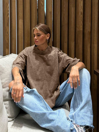 Cardydony Women's Vintage Washed Cotton Oversized T Shirts