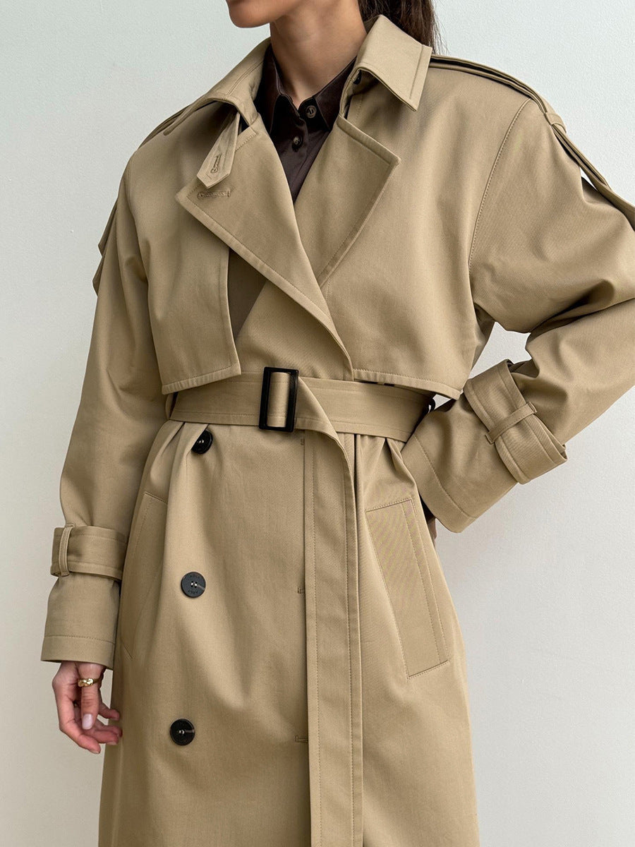 Cardydony Women's Classic British Double-Breasted Women's Trench Coat