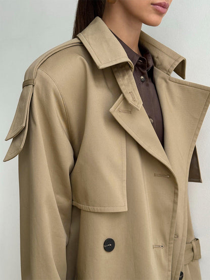 Cardydony Women's Classic British Double-Breasted Women's Trench Coat