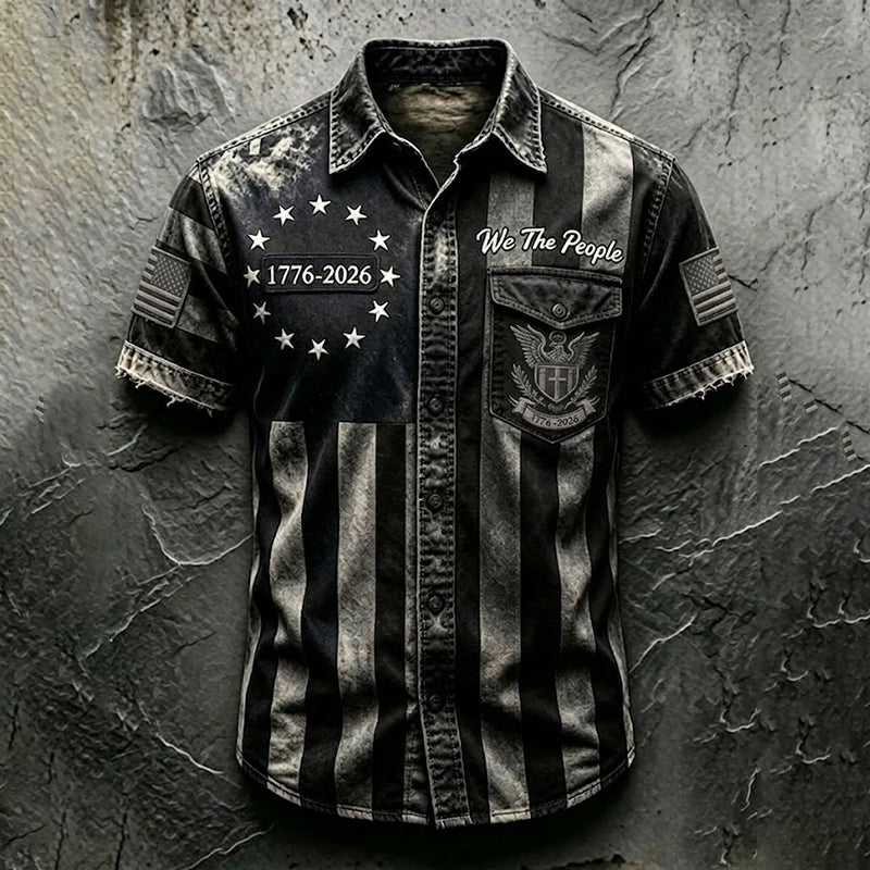 Cardydony Men's Anniversary National Print Shirt