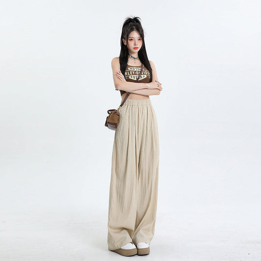 Cardydony Women's High-Waisted Wide-Leg Pants with Elastic Waistband