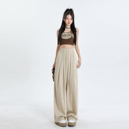 Cardydony Women's High-Waisted Wide-Leg Pants with Elastic Waistband