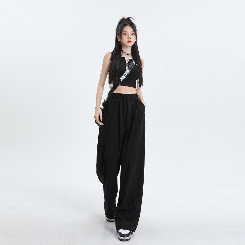 Cardydony Women's High-Waisted Wide-Leg Pants with Elastic Waistband