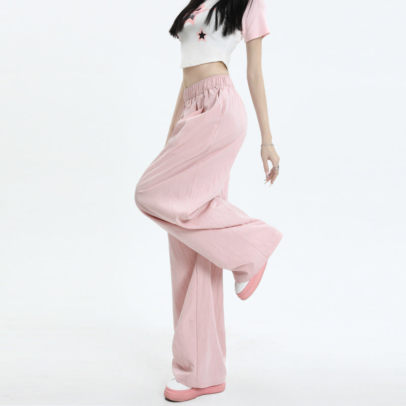 Cardydony Women's High-Waisted Wide-Leg Pants with Elastic Waistband