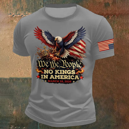 Cardydony Men's Retro We The People No Kings In America March 28 2026 Print T-shirt