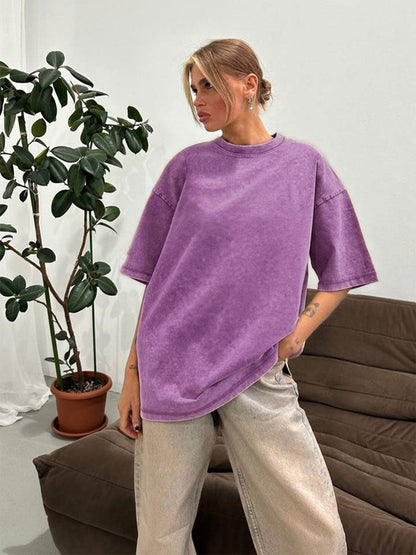 Cardydony Women's Vintage Washed Cotton Oversized T Shirts