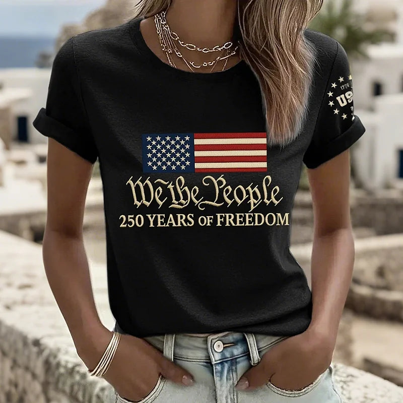 Cardydony Women's American 250th Anniversary Print T-shirt