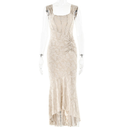 Cardydony Women's Romantic Floral Ruched Mermaid Dress