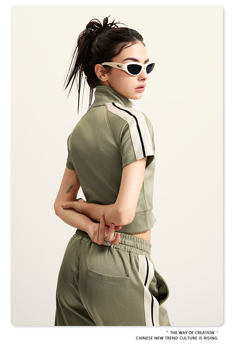 Cardydony Women's Zip-Up Crop Top | Y2K Athletic Style