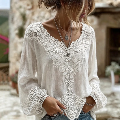 Cardydony Women's Retro Viking Celtic Floral Embroidery Pattern Casual Long-sleeve Shirt