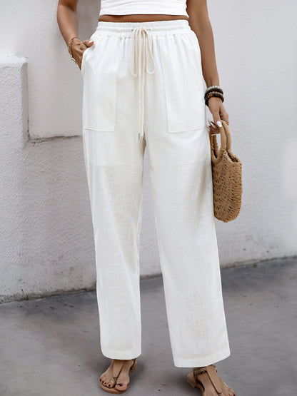 Cardydony Women's Wide Leg Pants | High Waist Drawstring Trousers