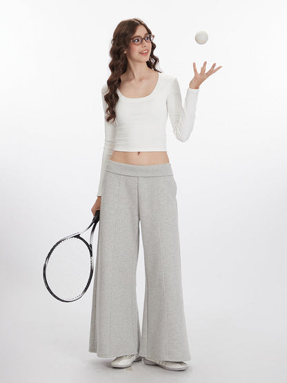 Cardydony Women's U-Neck Long Sleeve Crop Top | Minimalist Slim Fit Basic