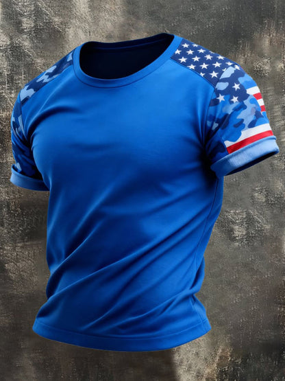 Cardydony Men's Retro Flag Color Short-sleeve T-shirt