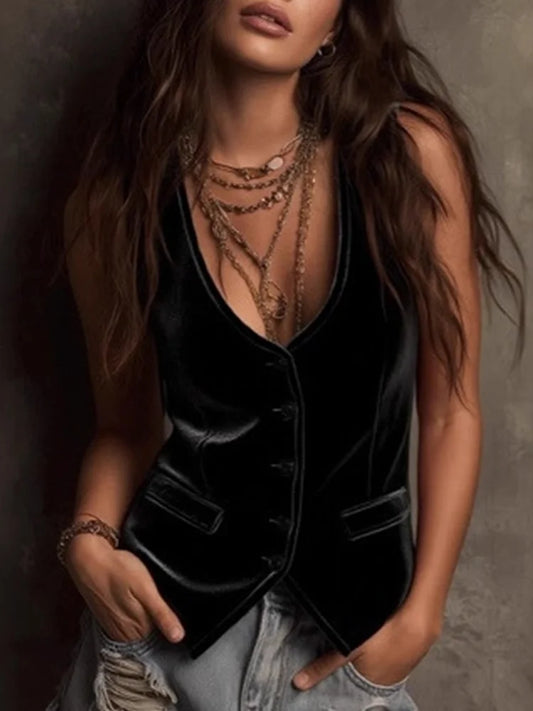 Cardydony Women's Sexy Button-up Tank Top