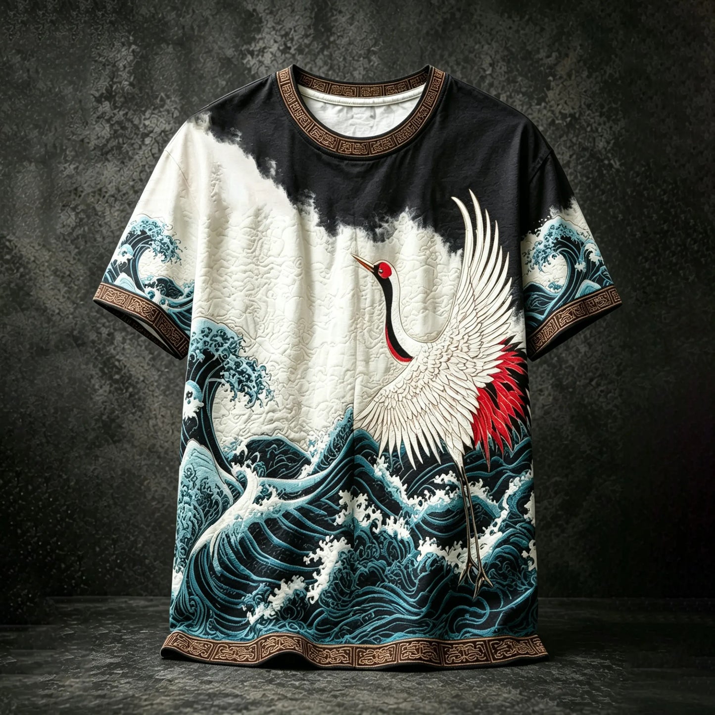 Cardydony Men's Japanese Art Tie-dye Design Short-sleeve T-shirt