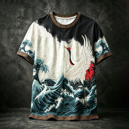 Cardydony Men's Japanese Art Tie-dye Design Short-sleeve T-shirt