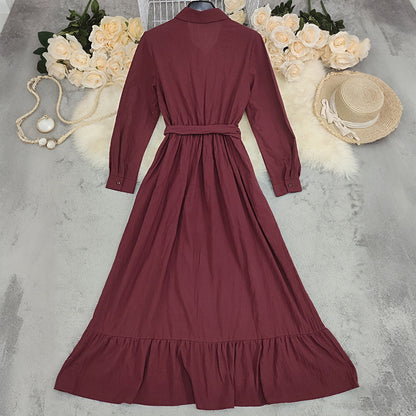 Cardydony Women's Boho Solid Color Buttons Linen Blend Maxi Dress