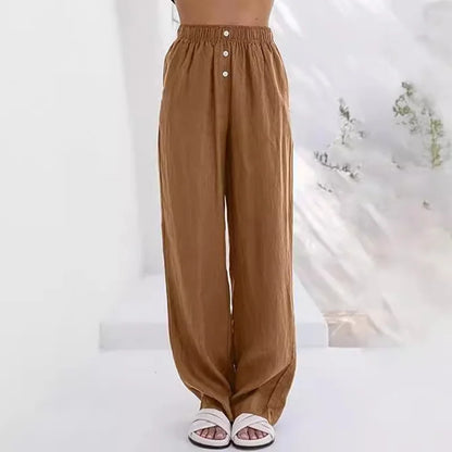 Cardydony Casual High Waist Linen Blend Trousers
