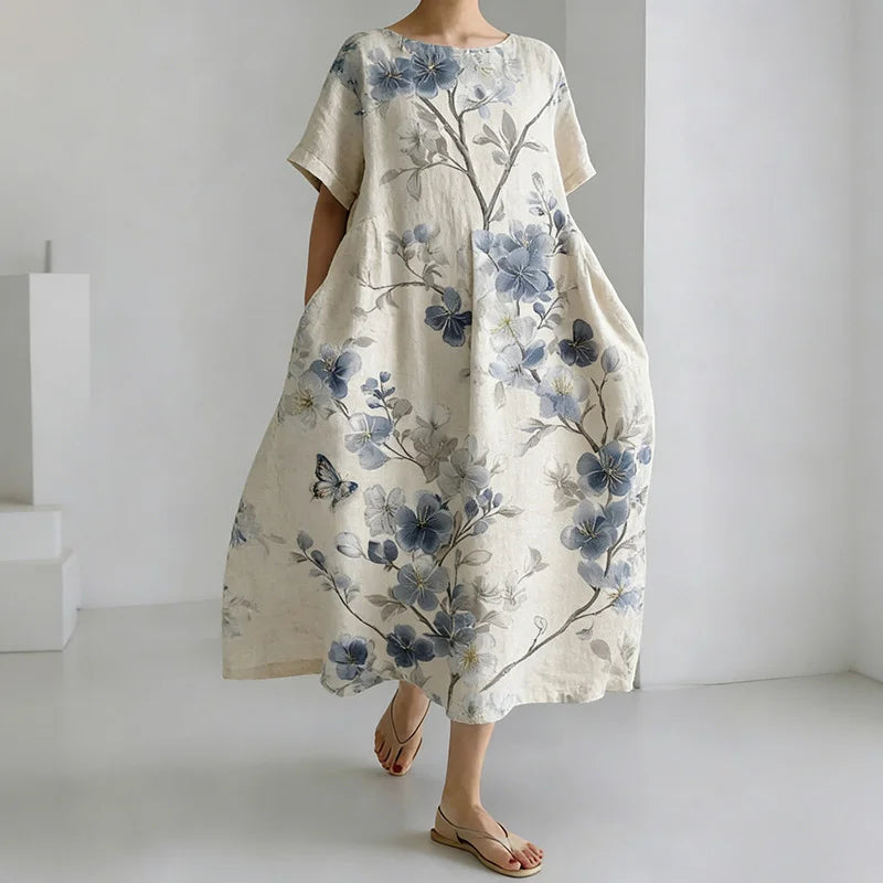 Cardydony Women's Japanese-style Floral Print Casual Dress