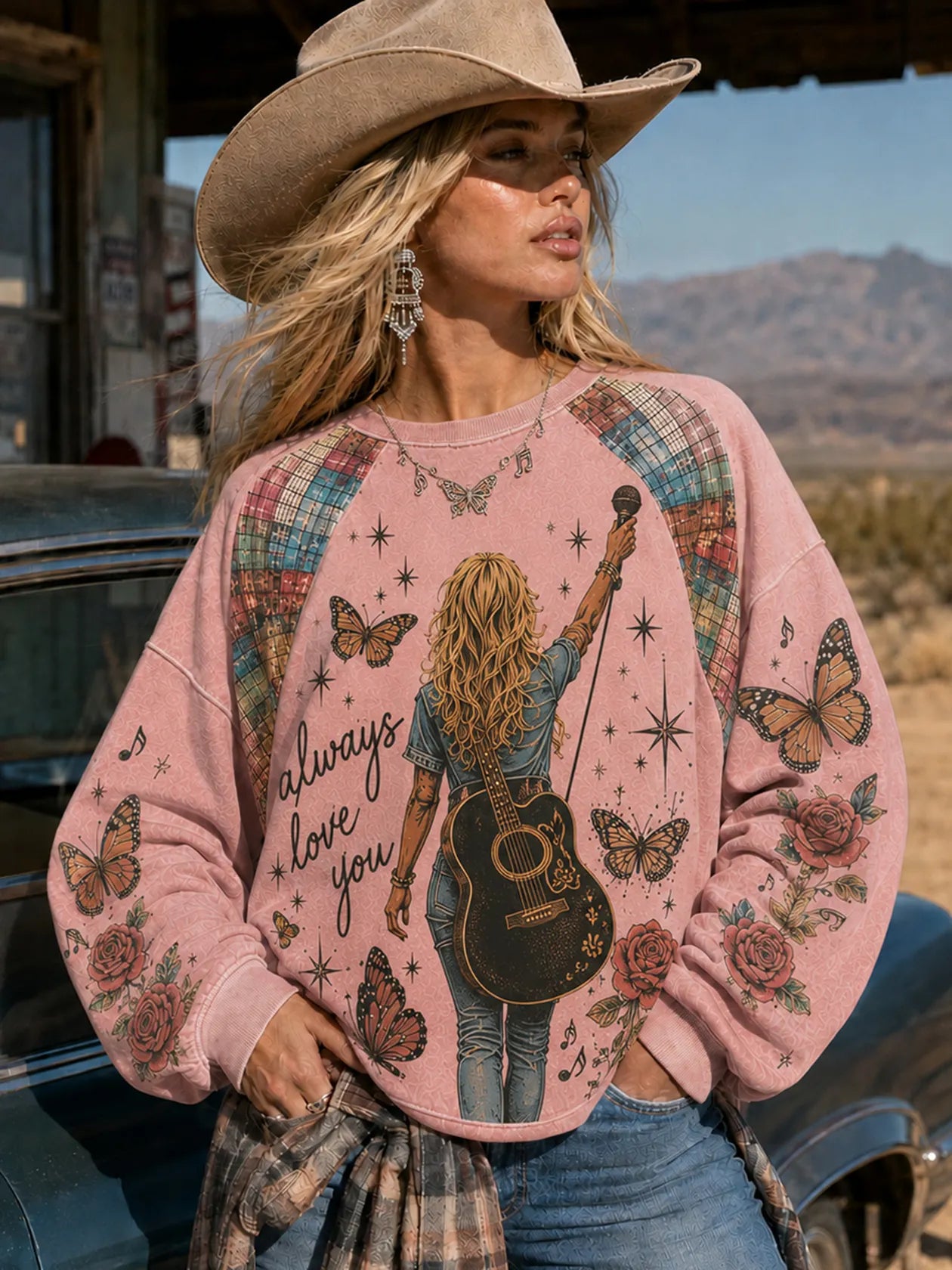 Cardydony Women's Country Music Queen Till We Meet Again Art Print Round Neck Sweatshirt