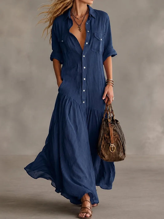 Cardydony Vacation  Loose  Long Shirt Dress Maxi Dress