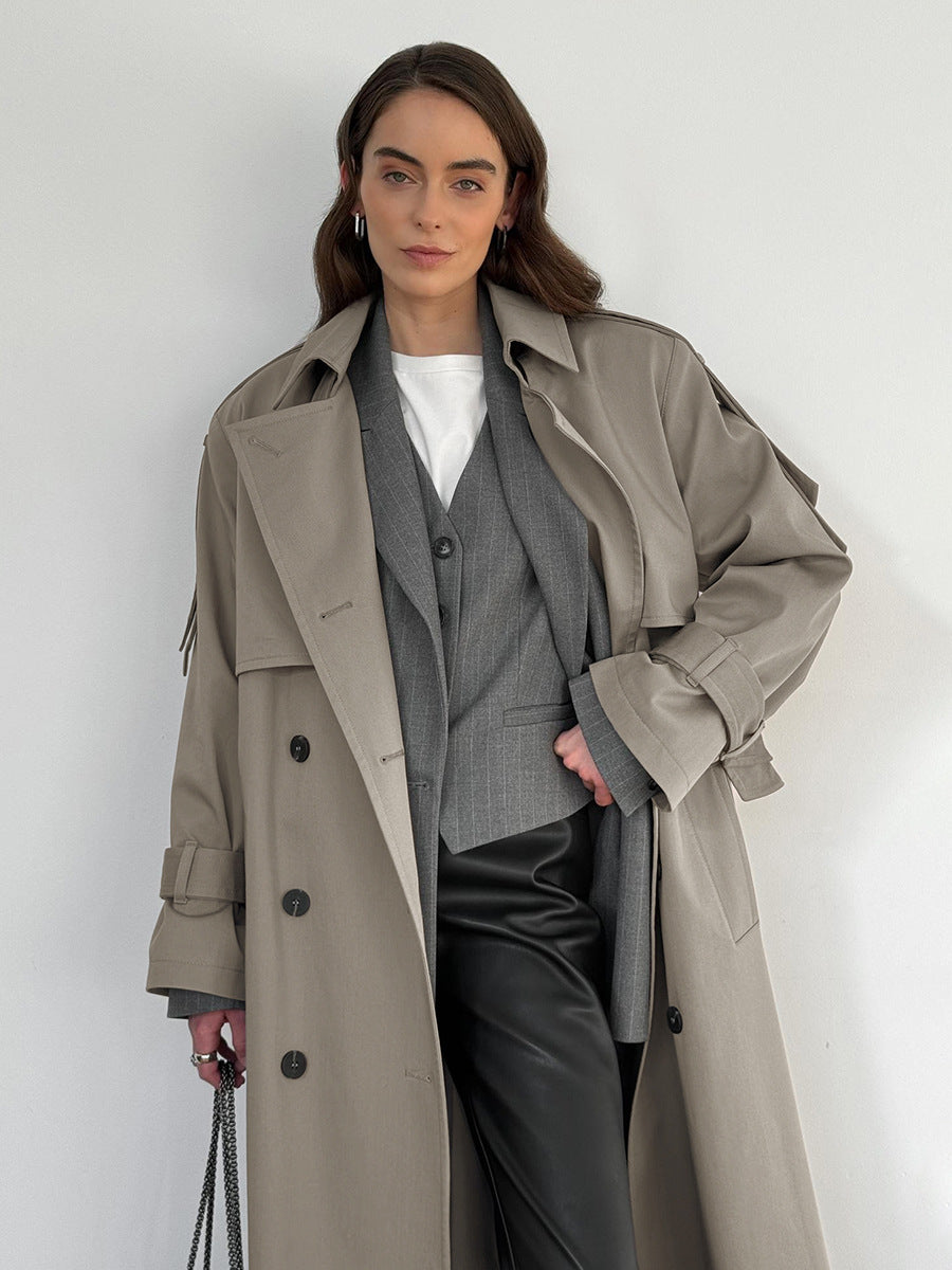 Cardydony Women's Classic British Double-Breasted Women's Trench Coat