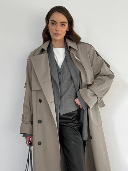 Cardydony Women's Classic British Double-Breasted Women's Trench Coat