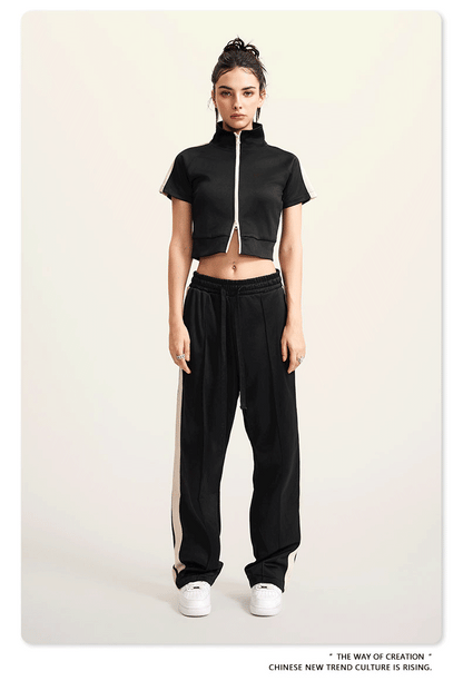 Cardydony Women's Zip-Up Crop Top | Y2K Athletic Style