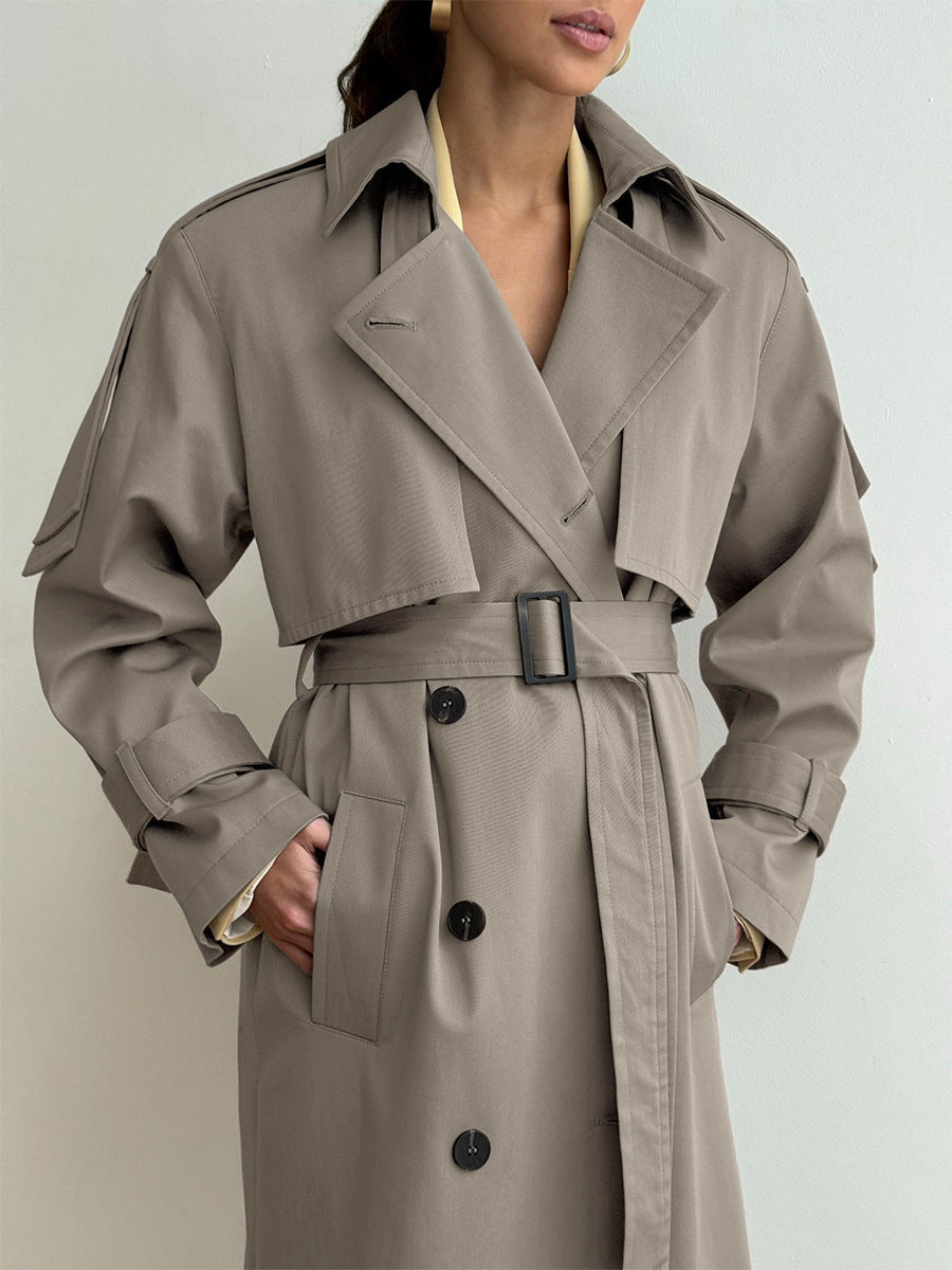 Cardydony Women's Classic British Double-Breasted Women's Trench Coat