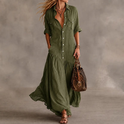 Cardydony Vacation  Loose  Long Shirt Dress Maxi Dress