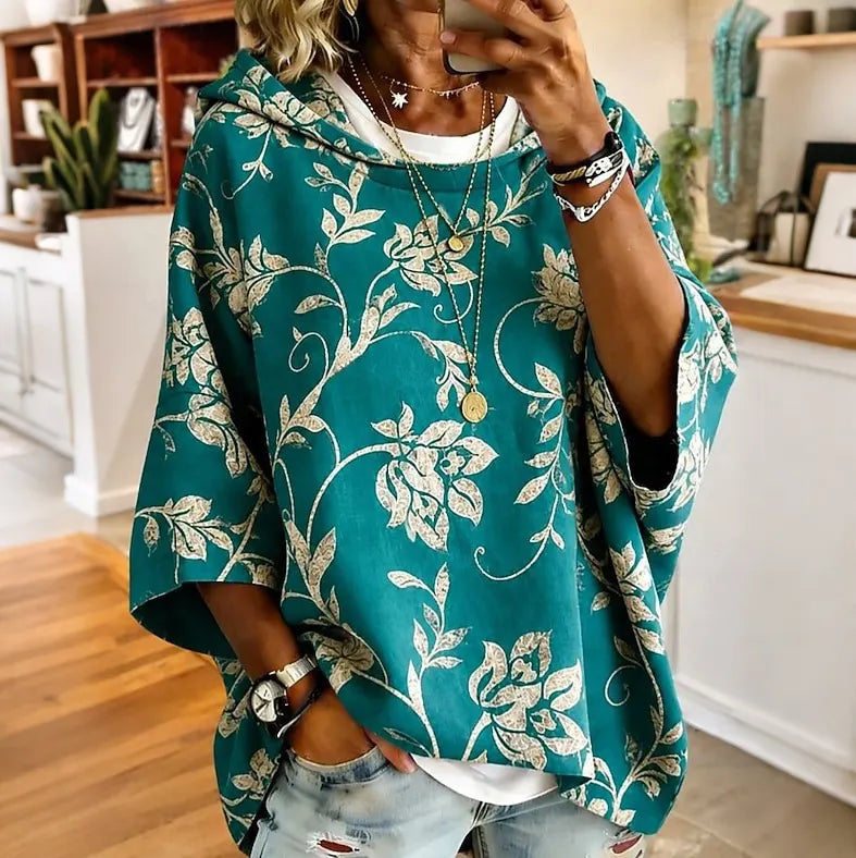 Cardydony Women's Floral Print Hooded Sweatshirt