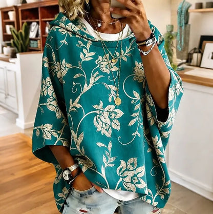 Cardydony Women's Floral Print Hooded Sweatshirt