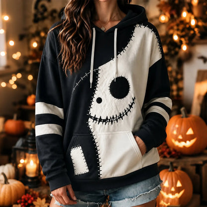Cardydony Women's Halloween Pumpkin Face Art Printed Design Hoodie