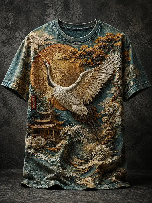 Cardydony Men's Vacation Japanese Art Retro T-shirt