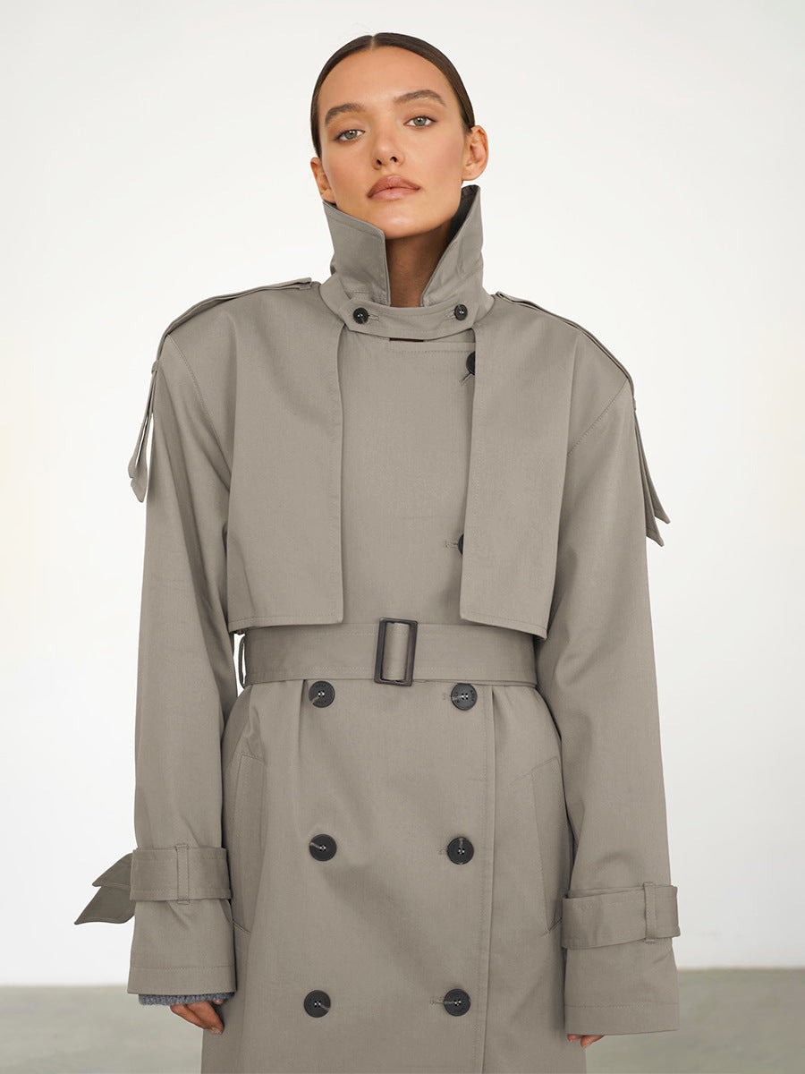 Cardydony Women's Classic British Double-Breasted Women's Trench Coat