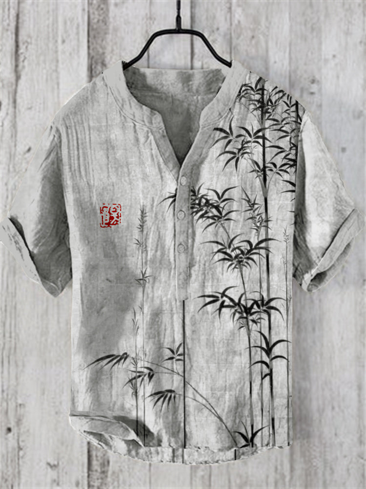 Cardydony Bamboo Japanese Art Linen Blend Shirt