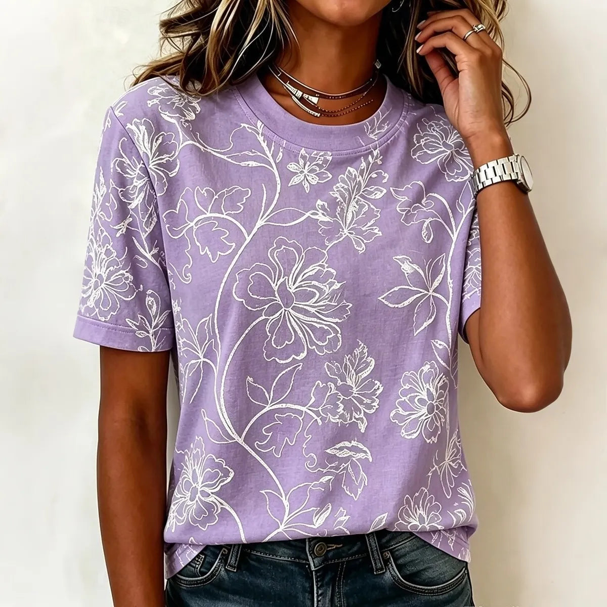 Cardydony Women's Bohemian Floral Patterns Print T-shirt