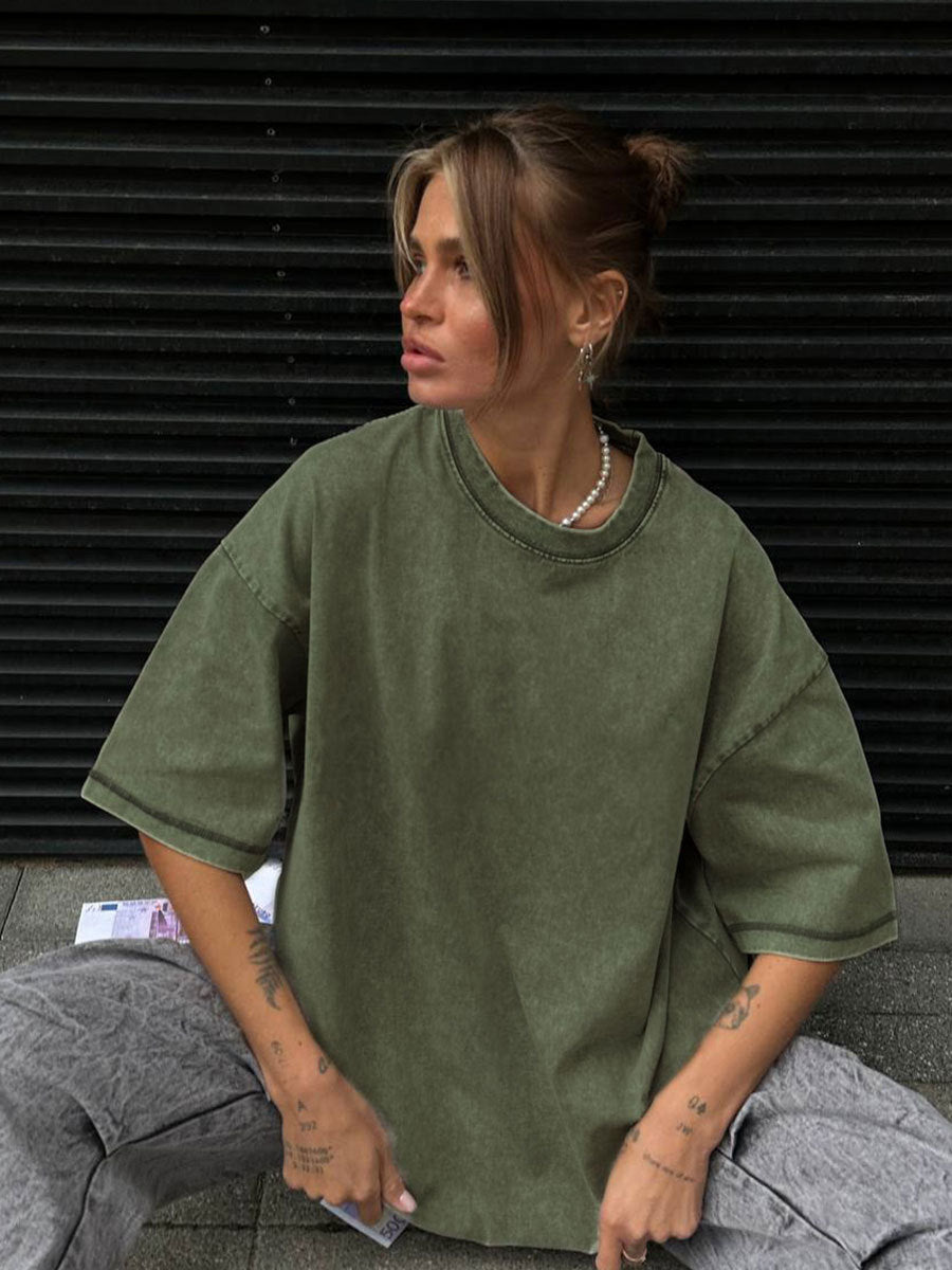 Cardydony Women's Vintage Washed Cotton Oversized T Shirts