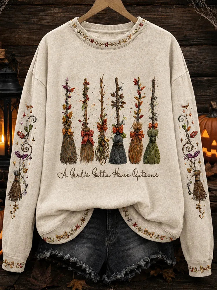 Cardydony Women's Halloween Art Print Casual Sweatshirt