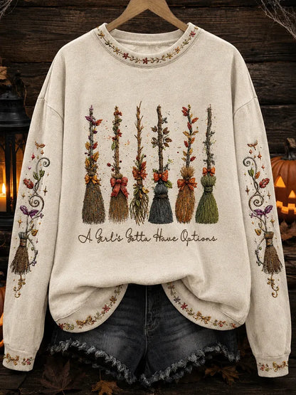 Cardydony Women's Halloween Art Print Casual Sweatshirt