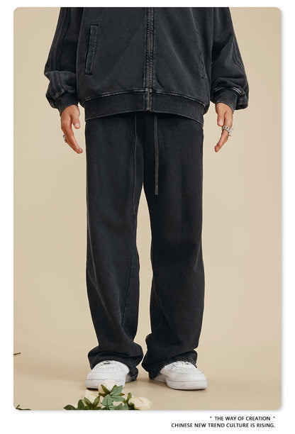 Cardydony Women's Vintage Wash Track Pants | Loose Straight Athletic Pants