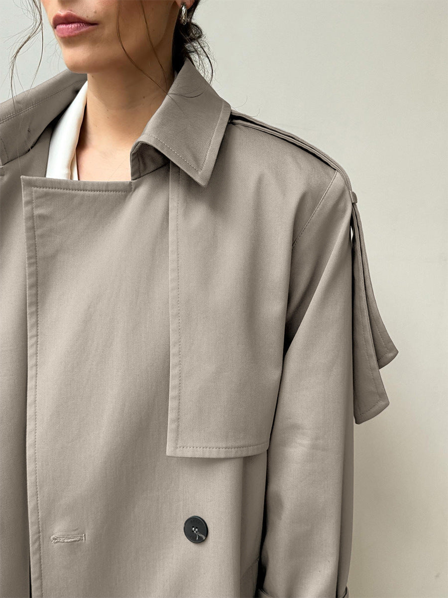 Cardydony Women's Classic British Double-Breasted Women's Trench Coat