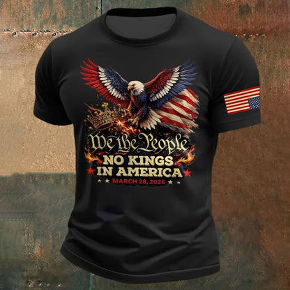 Cardydony Men's Retro We The People No Kings In America March 28 2026 Print T-shirt