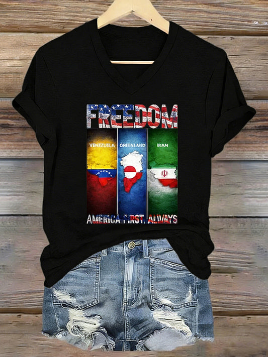 Cardydony Free Multi-color Embroidered Pattern Short-sleeved T-shirt