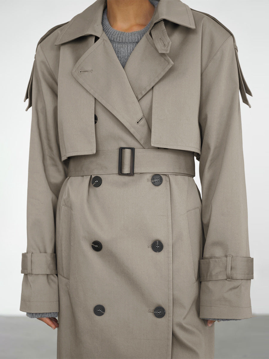 Cardydony Women's Classic British Double-Breasted Women's Trench Coat
